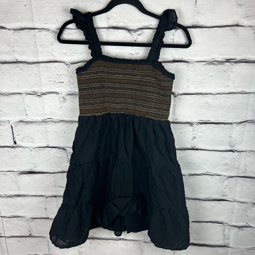 J. Crew Factory Women's Smocked Tiered Mini Dress Black Size S - Picture 8 of 10